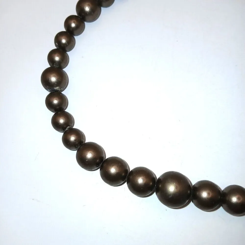 Emily Ray Bronze Tone Beaded Pendant Necklace Antique Gold Tone Signed 17 inches